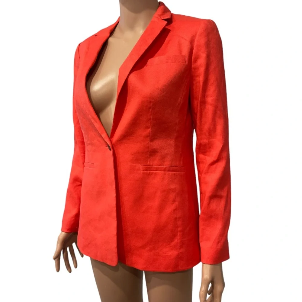 Banana Republic Long and Lean Linen Cotton Button Blazer